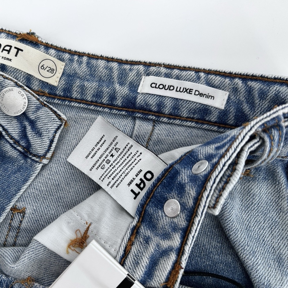 Wide Leg Jeans Light Wash High Rise Baggy Minimalist‎ Model Off Duty Denim 6/28 - Picture 8 of 16